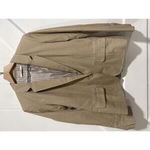 Pharaoh Tan Single-Button 100% Cotton Blazer with Striped Lining